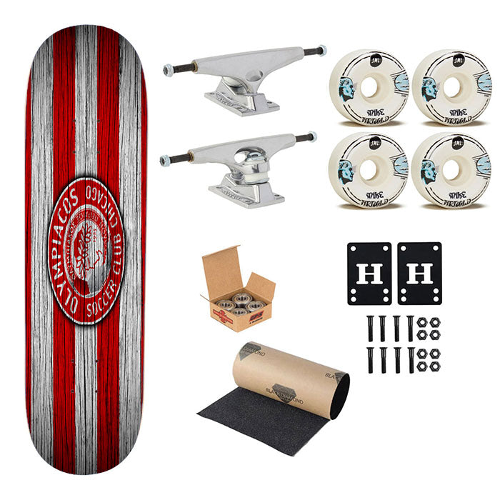 Olympiacos Soccer Club Chicago Flag Skateboard Complete Board 8.0" X 31.75"