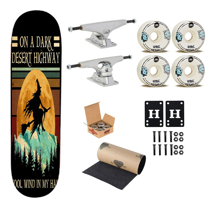 On A Dark Desert Highway Witch Skateboard Complete Board 8.0" X 31.75"