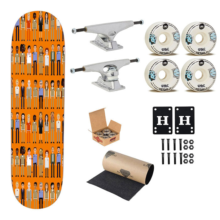 Orange Is The New Black Pattern Skateboard Complete Board 8.0" X 31.75"