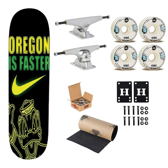 Oregon Ducks Faster Neon Skateboard Complete Board 8.0" X 31.75"