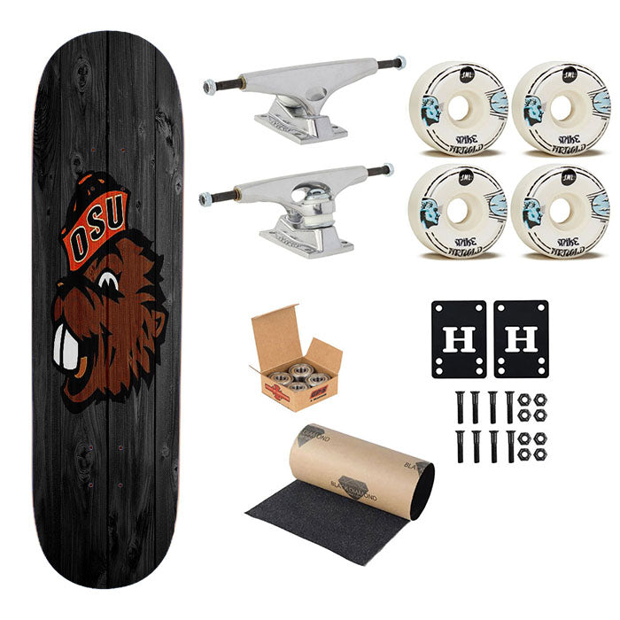 Oregon State Beavers University Logo Dark Wood Wallpaper Skateboard Complete Board 8.0" X 31.75"