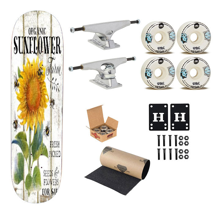 Organic Sunflower Farm Skateboard Complete Board 8.0" X 31.75"