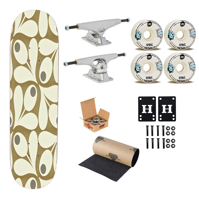 Orla Kiely Acorn Spot Pattern Design Skateboard Complete Board 8.0" X 31.75"