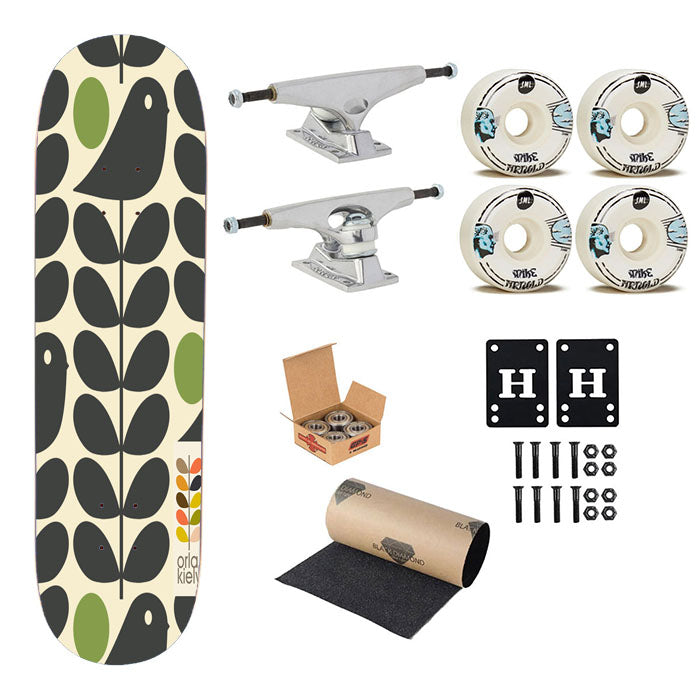 Orla Kiely Early Bird Monogram Pattern Skateboard Complete Board 8.0" X 31.75"