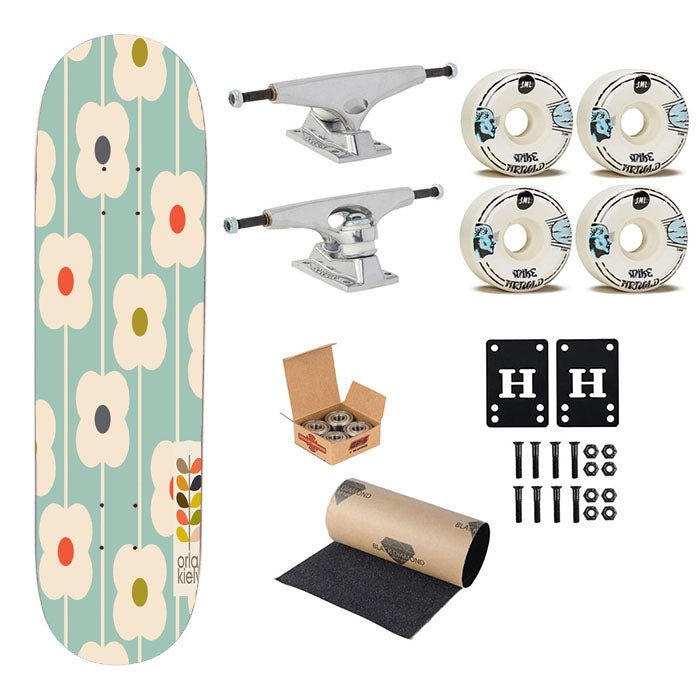 Orla Kiely Flower Pattern Skateboard Complete Board 8.0" X 31.75"
