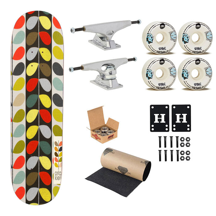 Orla Kiely Multi Stem Monogram Skateboard Complete Board 8.0" X 31.75"