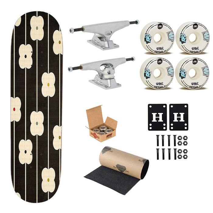 Orla Kiely Pattern Brown Grey Skateboard Complete Board 8.0" X 31.75"