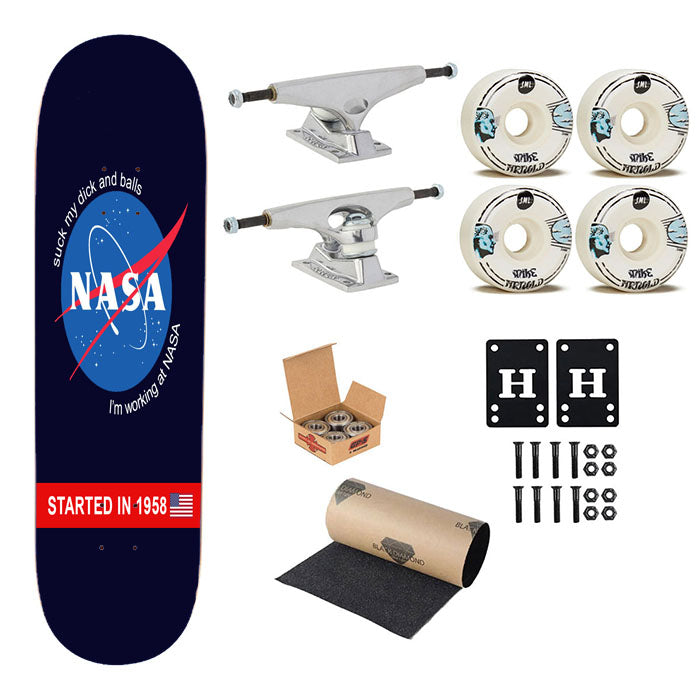 Outer Space And Satellite Working At Nasa Skateboard Complete Board 8.0" X 31.75"