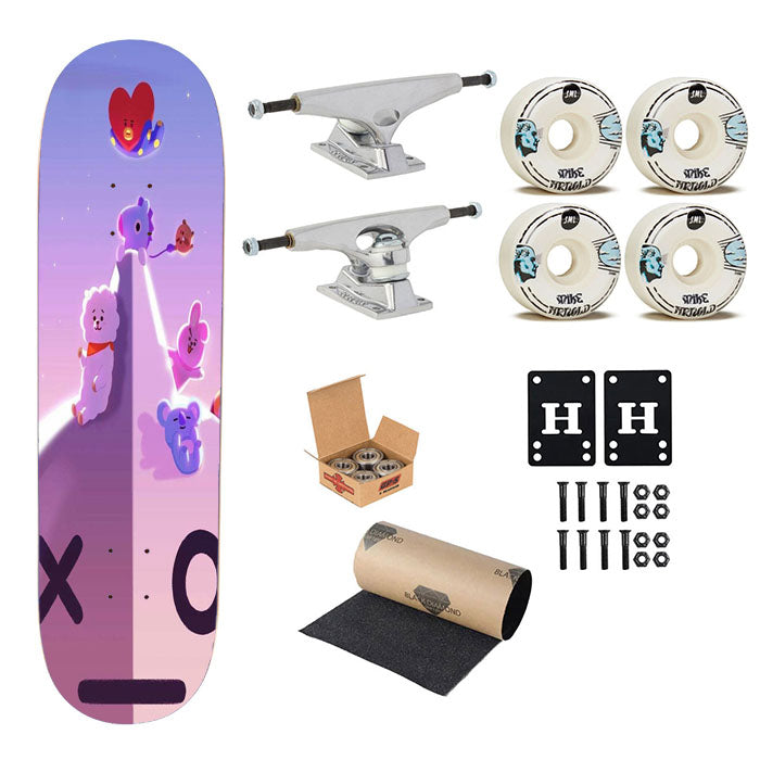 Painting Bt21 Bts Pattern Skateboard Complete Board 8.0" X 31.75"