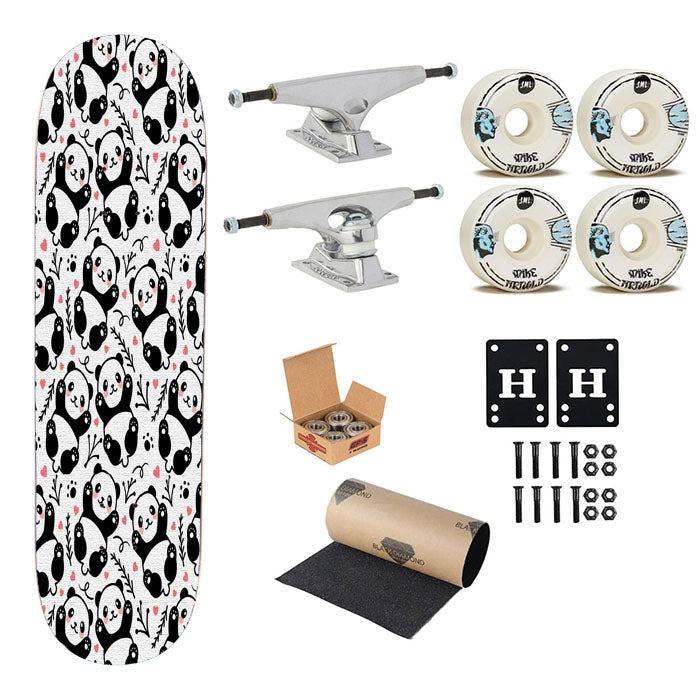 Panda Love And Cute Pattern Skateboard Complete Board 8.0" X 31.75"