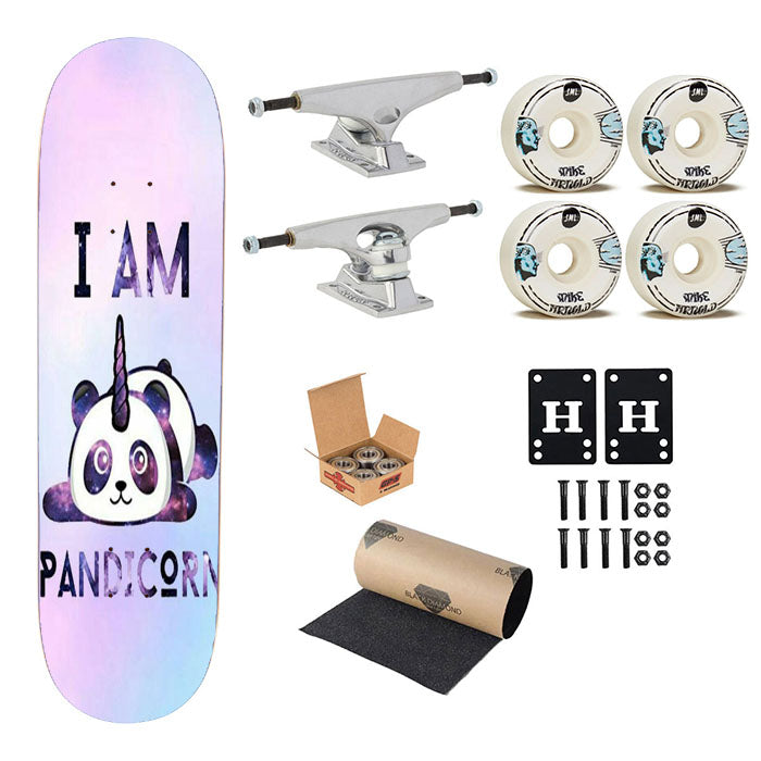 Panda Unicorn Cute Funny Glowing Skateboard Complete Board 8.0" X 31.75"