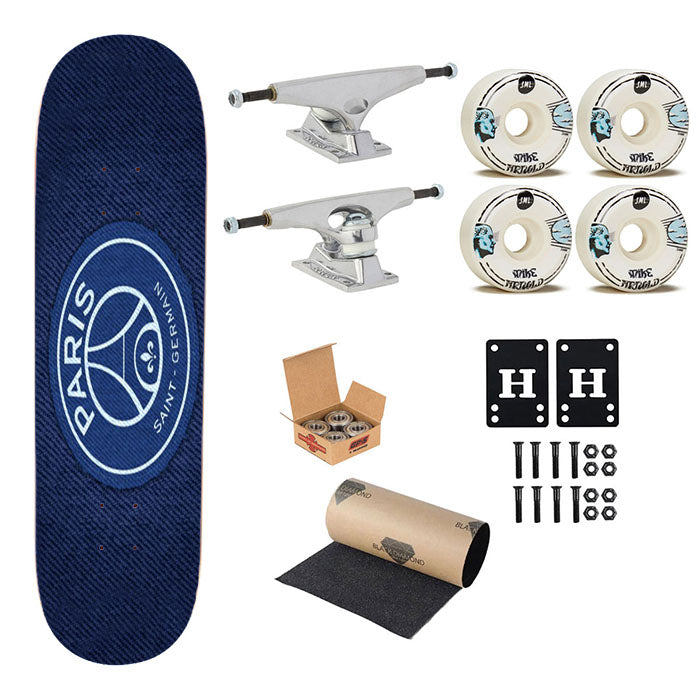Paris Saint Germain Denim Skateboard Complete Board 8.0" X 31.75"