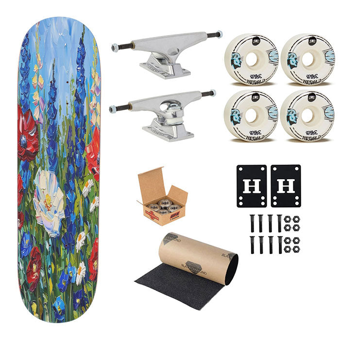 Patriotic Wildflowers 4Th Of July Skateboard Complete Board 8.0" X 31.75"