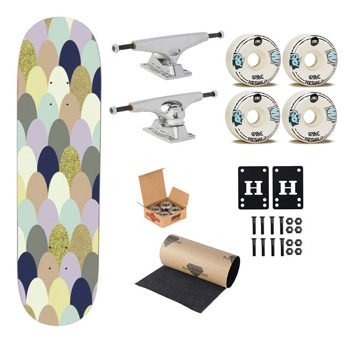 Pattern Blue San Kies Skateboard Complete Board 8.0" X 31.75"