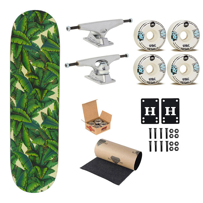 Pattern Green White Skateboard Complete Board 8.0" X 31.75"