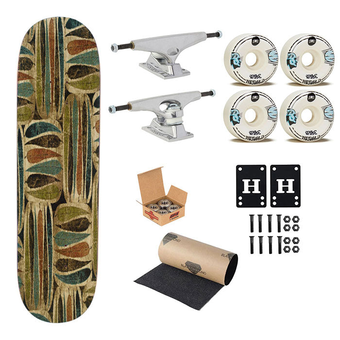 Pattern Mural Gold Skateboard Complete Board 8.0" X 31.75"