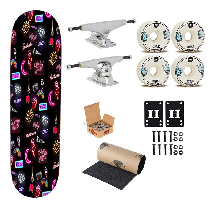 Pattern Neon Summer Aksesoris Collection Skateboard Complete Board 8.0" X 31.75"