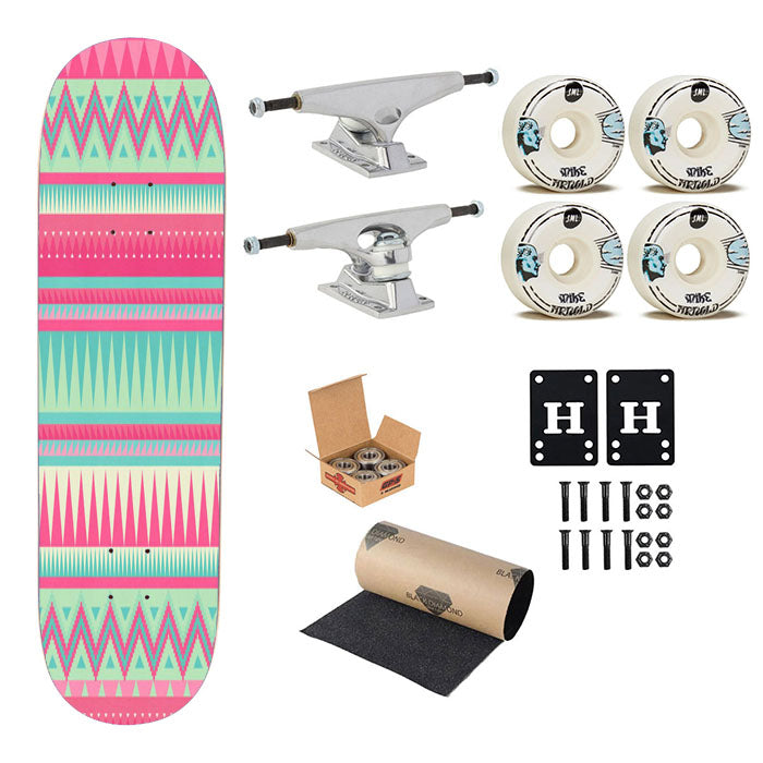 Pattern Pink Skateboard Complete Board 8.0" X 31.75"