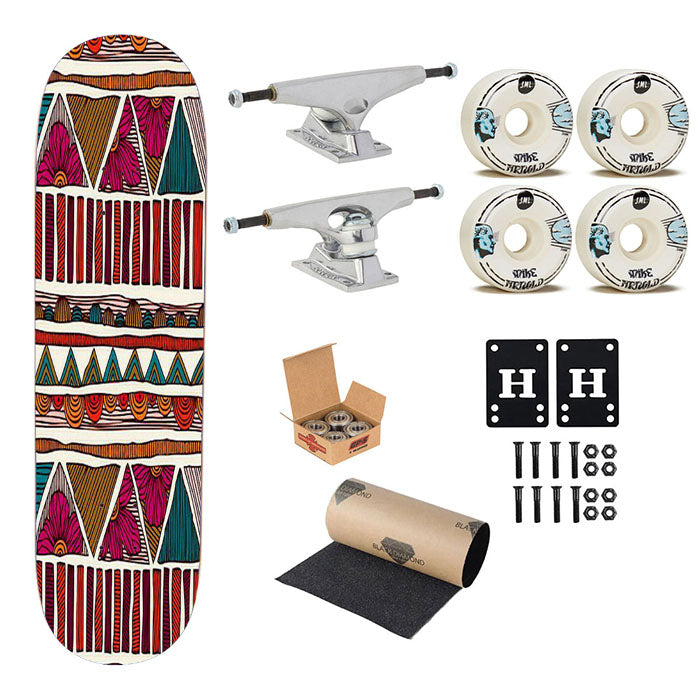 Pattern Rose Skateboard Complete Board 8.0" X 31.75"