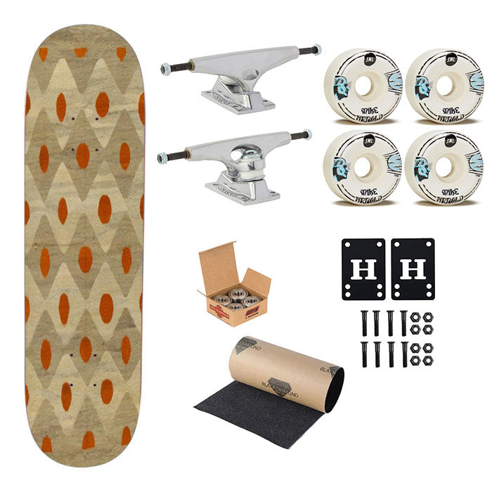Pattern Smith Brown Skateboard Complete Board 8.0" X 31.75"