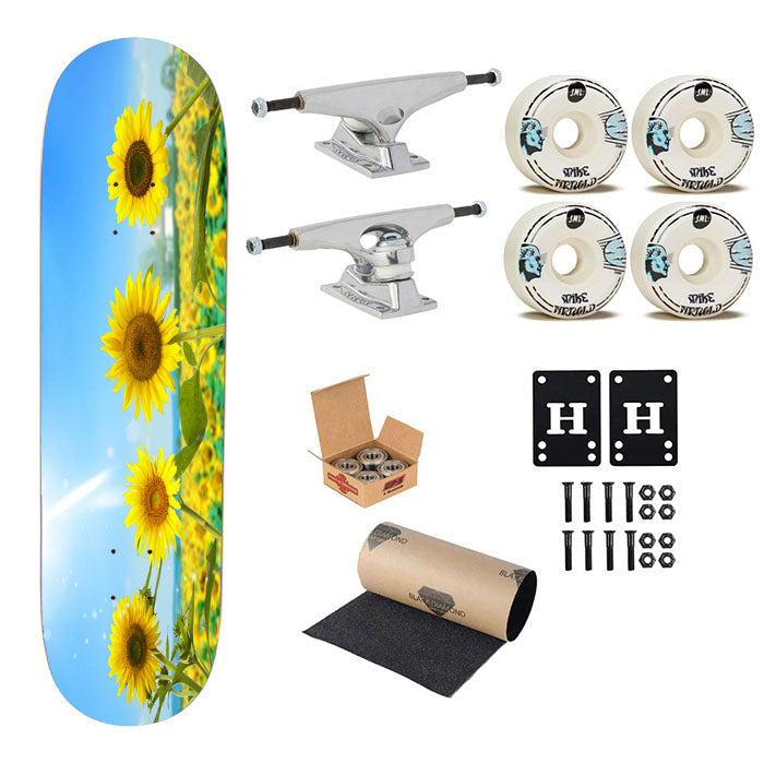 Pattern Sun Flower Skateboard Complete Board 8.0" X 31.75"
