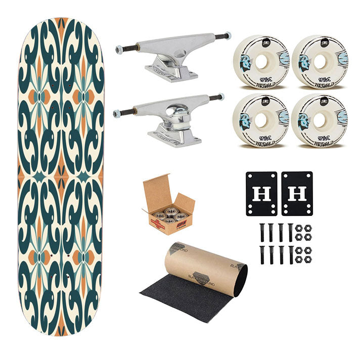Pattern With The Word Foliate Skateboard Complete Board 8.0" X 31.75"