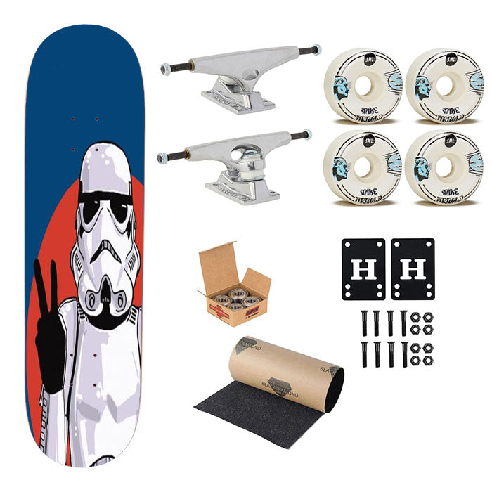 Peace Sign Storm Trooper Star Wars Skateboard Complete Board 8.0" X 31.75"