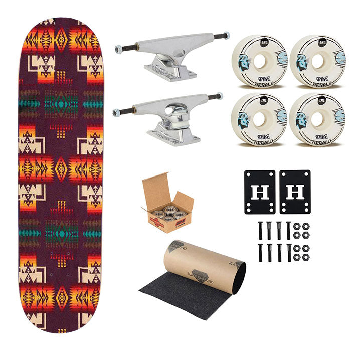 Pendleton Maroon Chief Skateboard Complete Board 8.0" X 31.75"