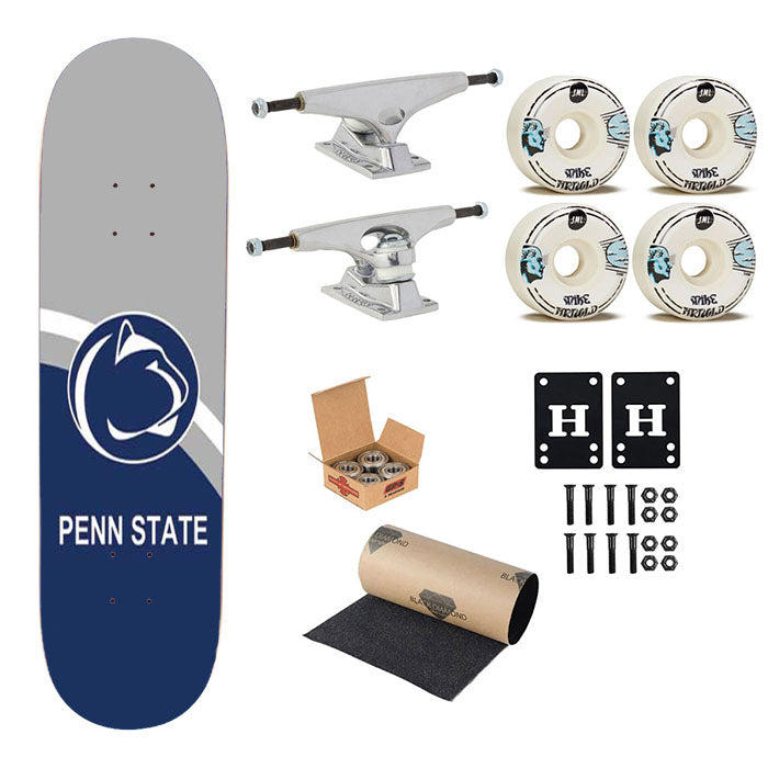 Penn State Blue Grey Circle Skateboard Complete Board 8.0" X 31.75"