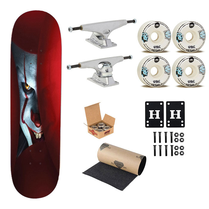 Pennywise It Chapter Scary Clown Red Ballo Skateboard Complete Board 8.0" X 31.75"