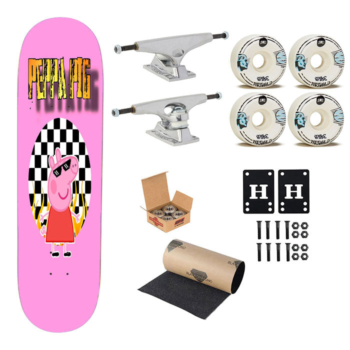 Peppa Pig Hype Sticker Square Skateboard Complete Board 8.0" X 31.75"