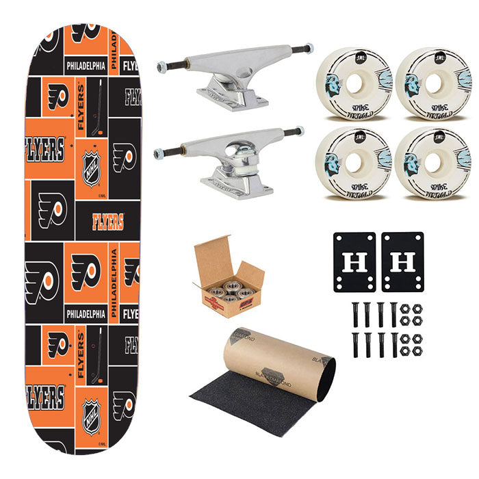 Philadelphia Flyers Nhl Pattern Logo Skateboard Complete Board 8.0" X 31.75"