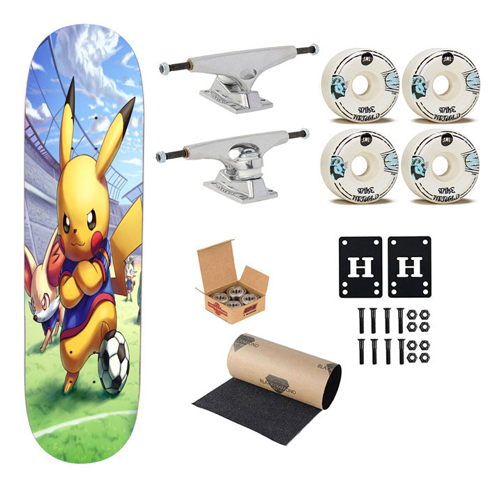Pikachu Pokemen Football Skateboard Complete Board 8.0" X 31.75"