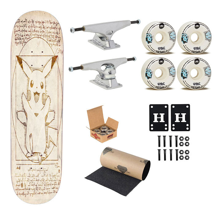 Pikachu Vitruvian Skateboard Complete Board 8.0" X 31.75"