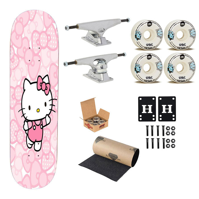 Pink Hello Kitty Love Pattern Skateboard Complete Board 8.0" X 31.75"