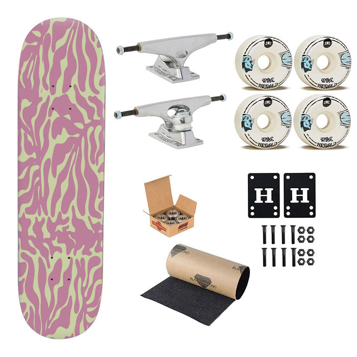 Pink Leaves - Foliage Skateboard Complete Board 8.0" X 31.75"