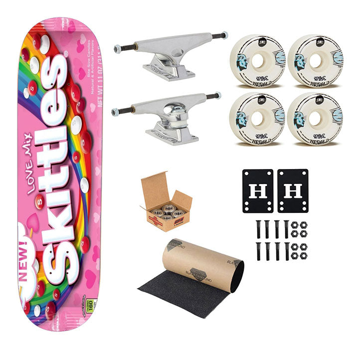 Pink Love Mix Skittles Candy Skateboard Complete Board 8.0" X 31.75"