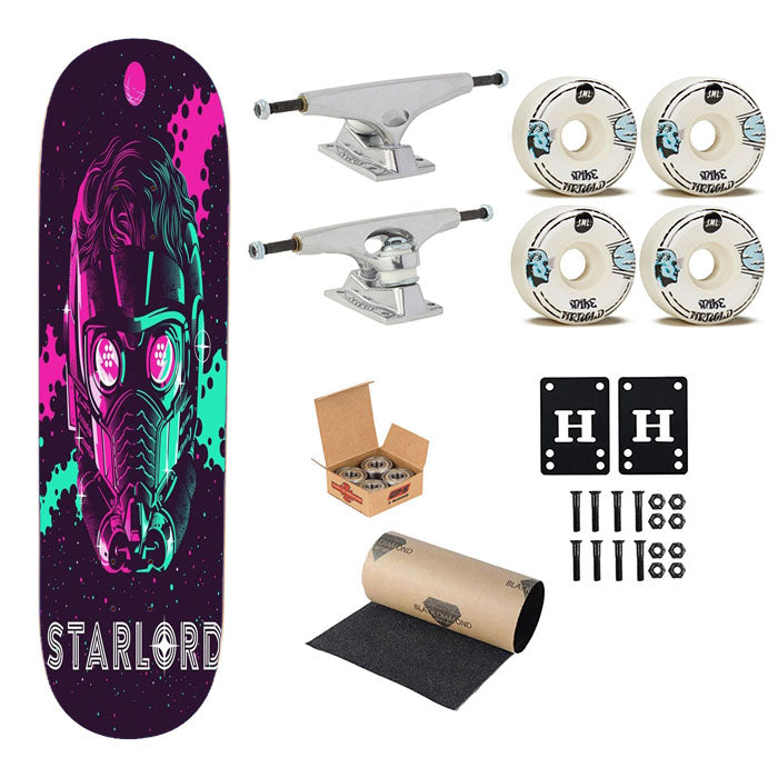 Pink Tosca Star Lord Mask Art Skateboard Complete Board 8.0" X 31.75"
