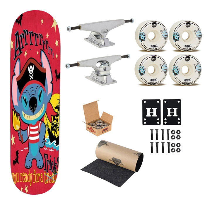 Pirate Stitch Halloween Skateboard Complete Board 8.0" X 31.75"