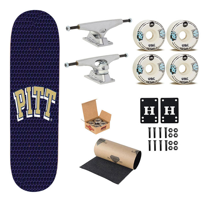 Pitt Panthers Honeycomb Skateboard Complete Board 8.0" X 31.75"