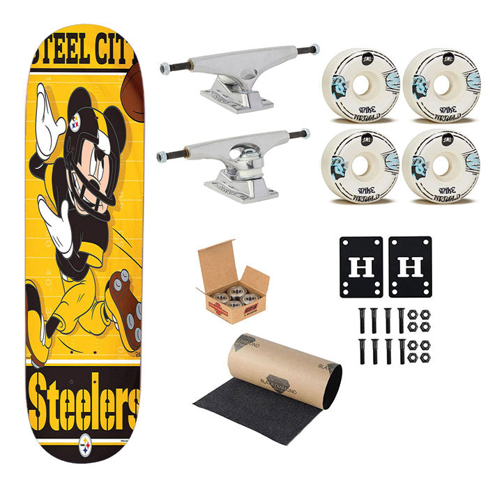 Pittsburgh Steelers Disney Mickey Mouse Nfl Skateboard Complete Board 8.0" X 31.75"