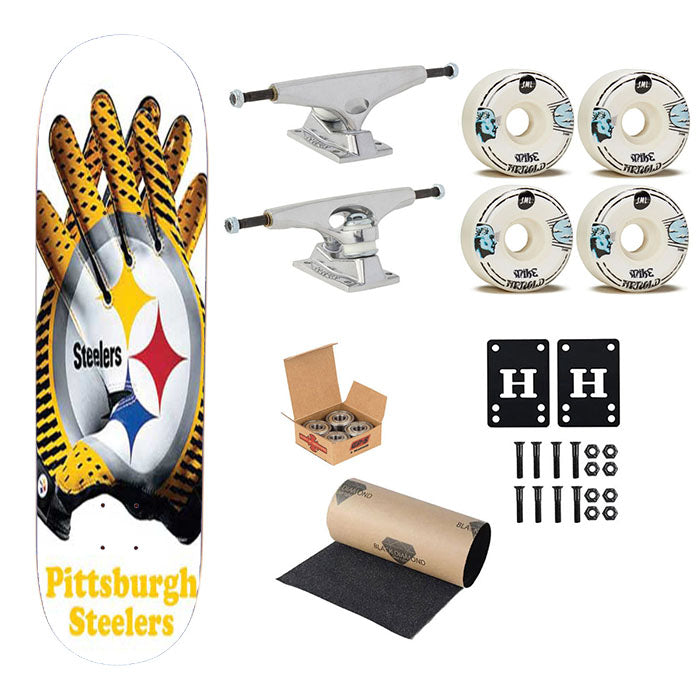 Pittsburgh Steelers Gloves Skateboard Complete Board 8.0" X 31.75"