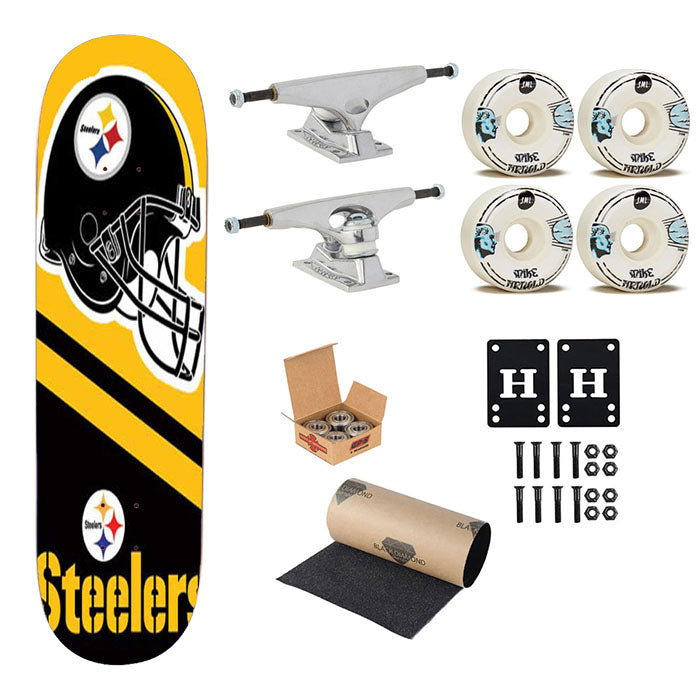 Pittsburgh Steelers Helmet Stripes Skateboard Complete Board 8.0" X 31.75"