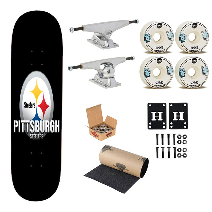 Pittsburgh Steelers Logo Black Skateboard Complete Board 8.0" X 31.75"