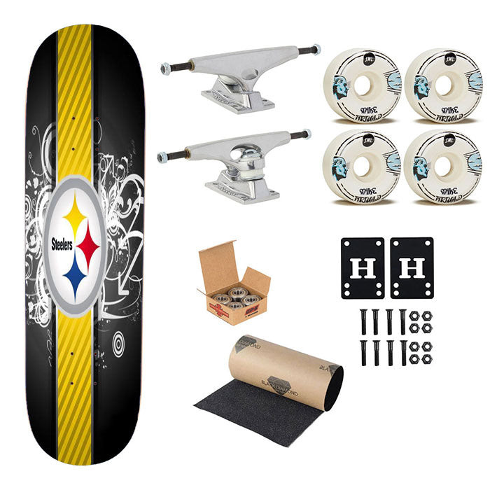 Pittsburgh Steelers Nfl Logo Wallpaper Skateboard Complete Board 8.0" X 31.75"