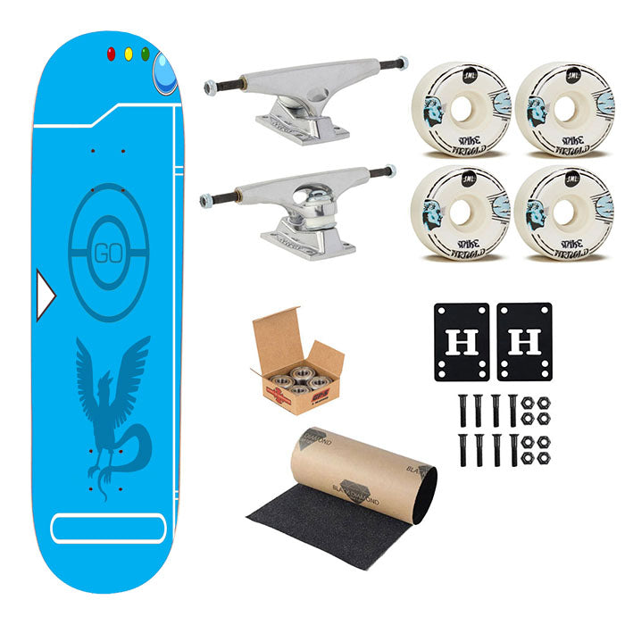 Pokedex Blue Team Mystic Skateboard Complete Board 8.0" X 31.75"