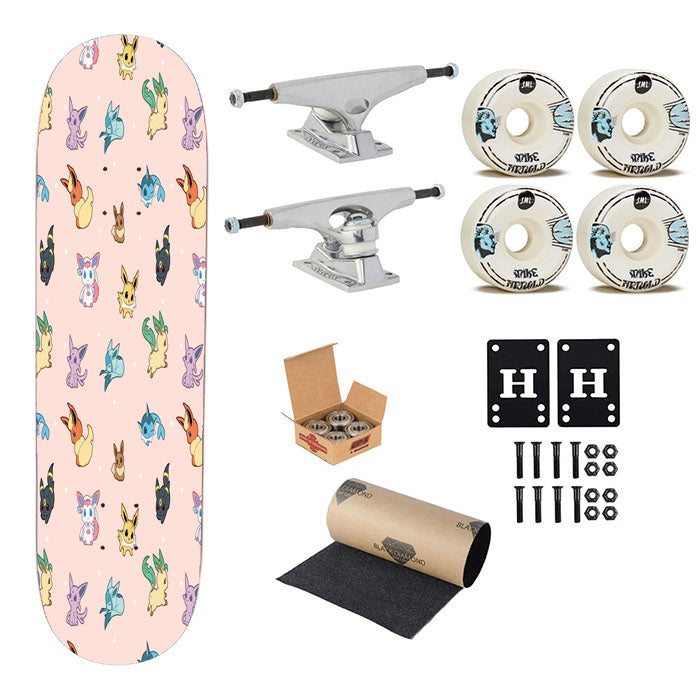 Pokemon Eevee Evolution Pattern Skateboard Complete Board 8.0" X 31.75"