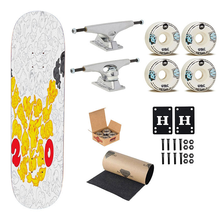Pokemon Yellow Pikachu Pattern Skateboard Complete Board 8.0" X 31.75"