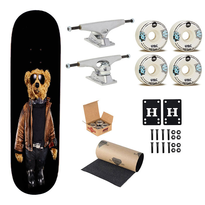 Polo Bear Black Skateboard Complete Board 8.0" X 31.75"