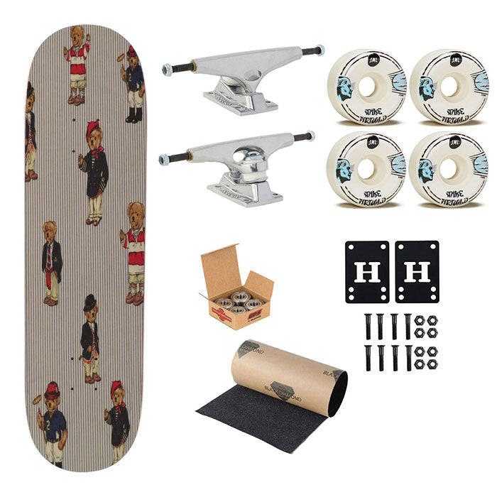 Polo Bear Pattern Suit Skateboard Complete Board 8.0" X 31.75"